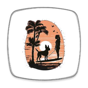 Bouledogue français | SUP Stand Up Paddle Surf Girl - Magnet carré - blanc - Devant