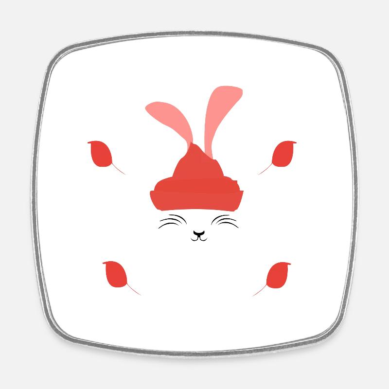 Rabbit tea leaves - Square fridge magnet - white