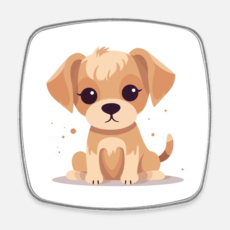 cute dog - Square fridge magnet - white