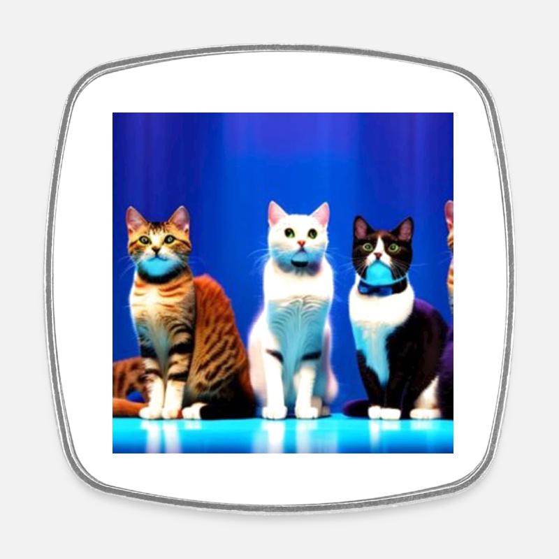 Cats in the spotlight - Square fridge magnet - white