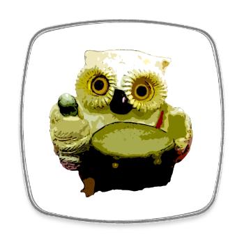 chouette hibou musicien - Magnet carré - blanc - Devant