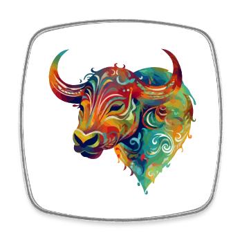 Bullo der Stier - Viereckiger Kühlschrankmagnet - Weiß - Vorne