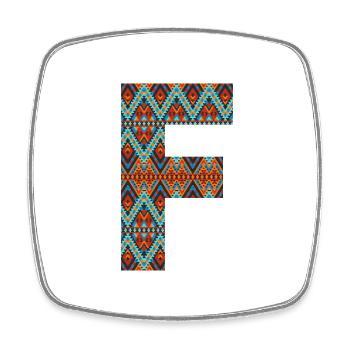 Buchstabe F - Boho-Design, buntes Monogramm - Viereckiger Kühlschrankmagnet - Weiß - Vorne
