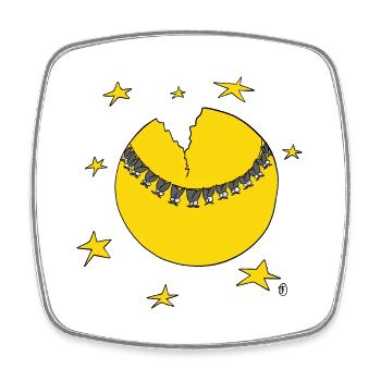 Bats on the moon - Square fridge magnet - white - Front