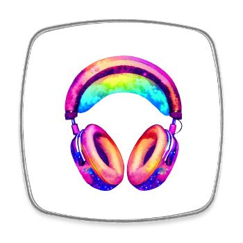 Headphones Singing Listening to music Singer Musician Gamer - Square fridge magnet - white - Front