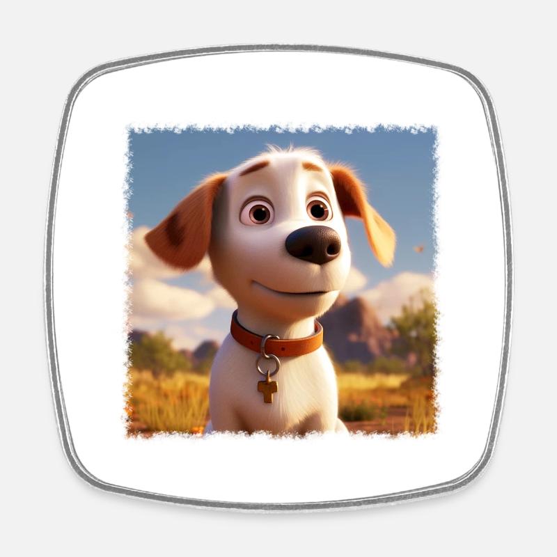 chien affectueux - Magnet carré - blanc