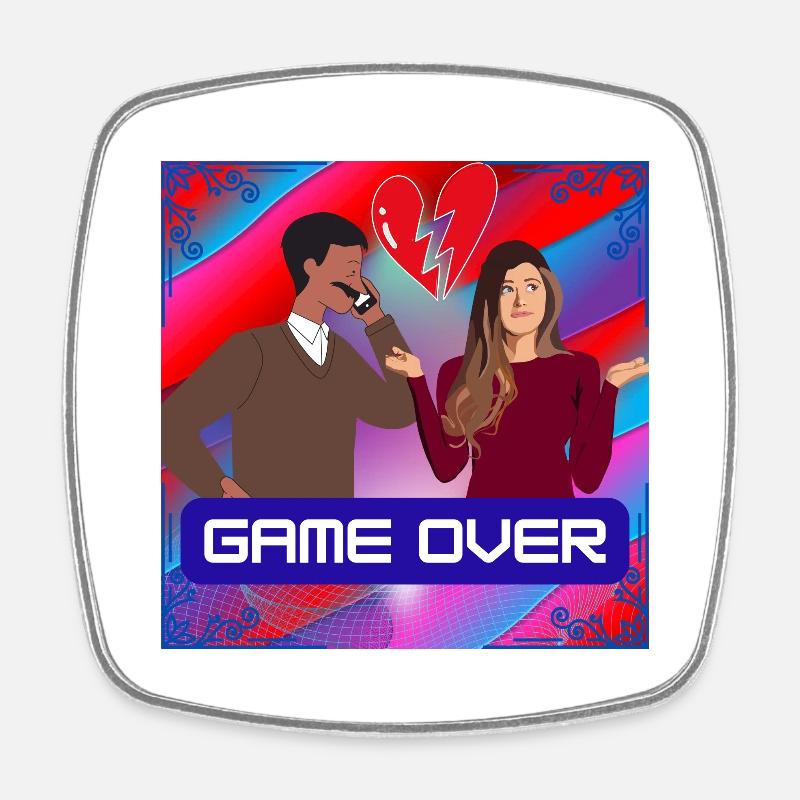 Game over - Square fridge magnet - white