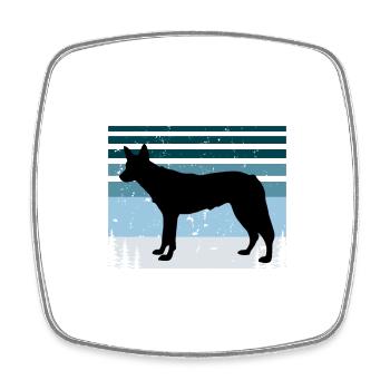 Tamaskan Dog Lover Silhouette Vintage Sunset - Square fridge magnet - white - Front