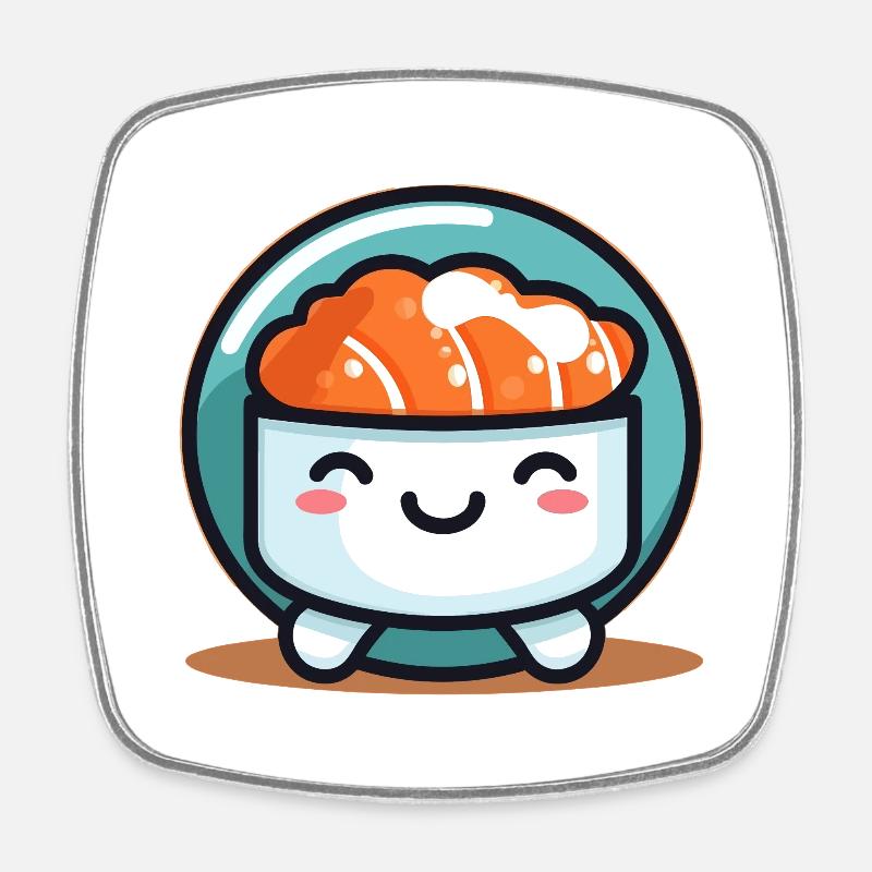 Cute sushi mascot - Square fridge magnet - white