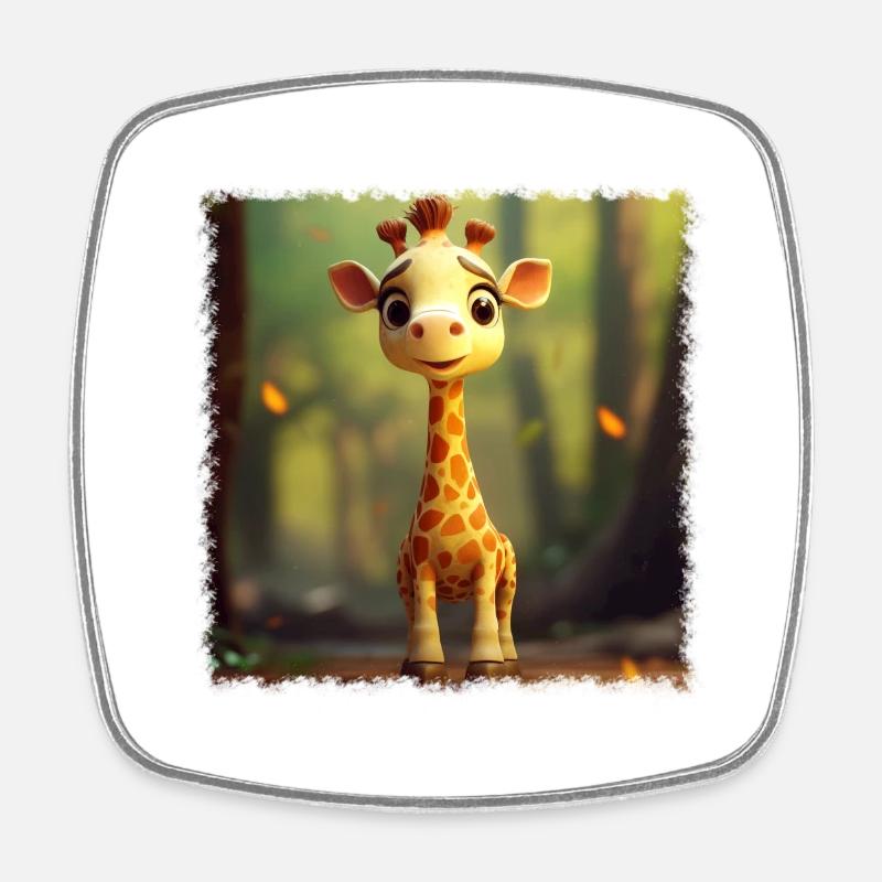 Süße Giraffe - Viereckiger Kühlschrankmagnet - Weiß