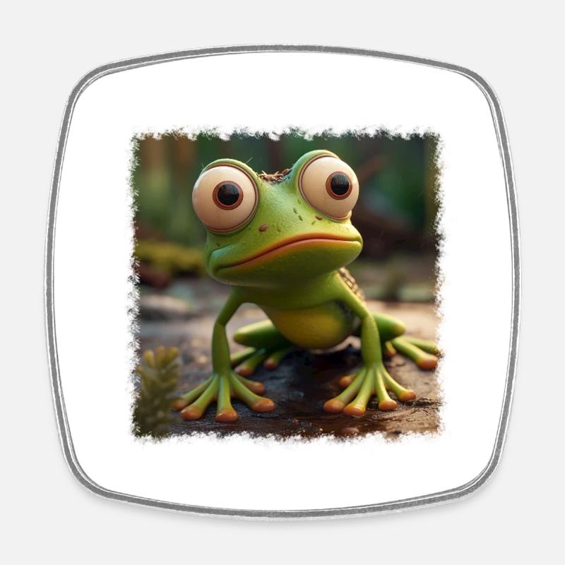 Cute frog - Square fridge magnet - white