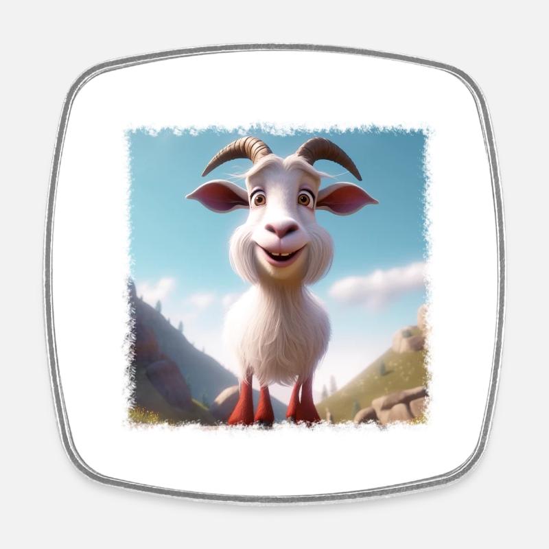 Chèvre heureuse - Magnet carré - blanc