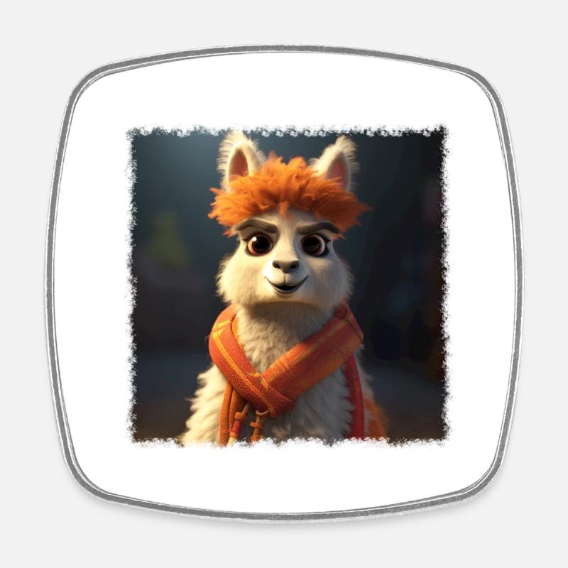 Funny Alpaca - Square fridge magnet - white