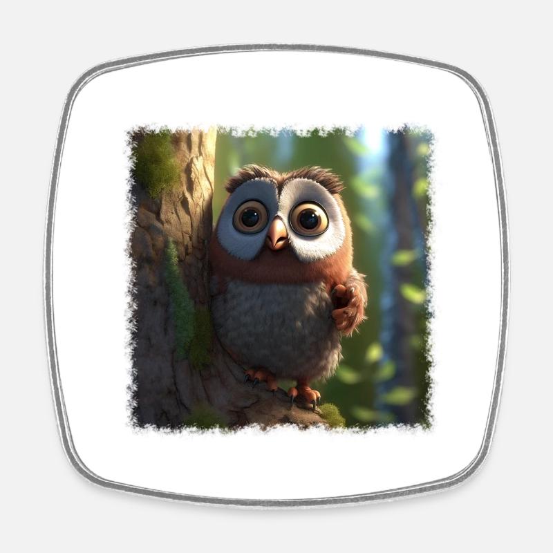 Cute owl - Square fridge magnet - white