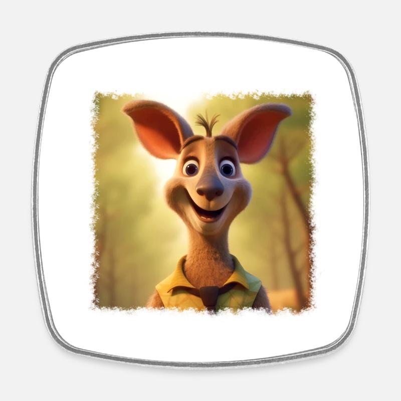 Crazy kangaroo - Square fridge magnet - white