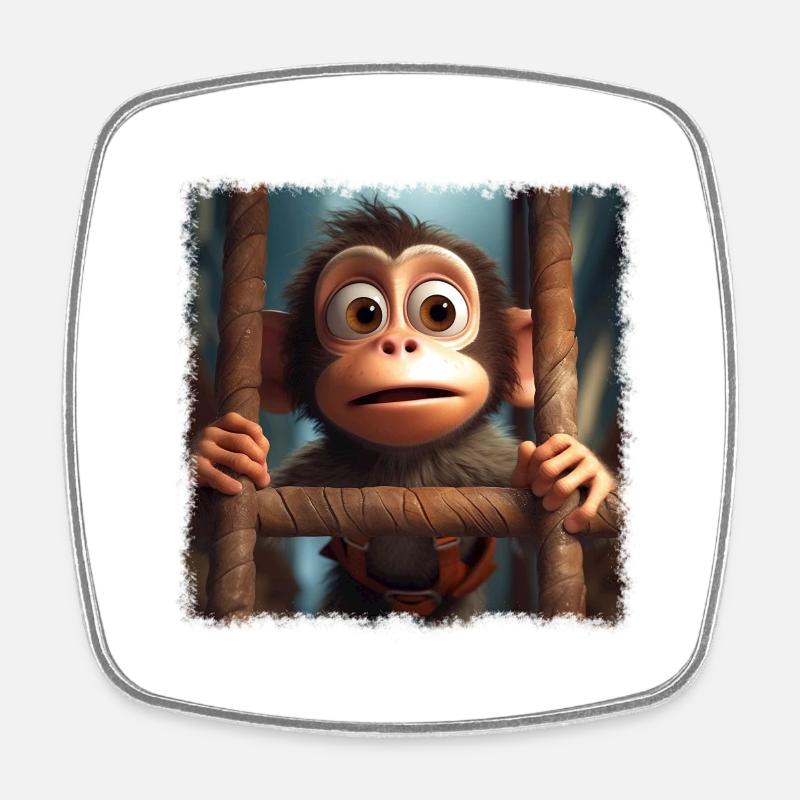 Singe mignon - Magnet carré - blanc