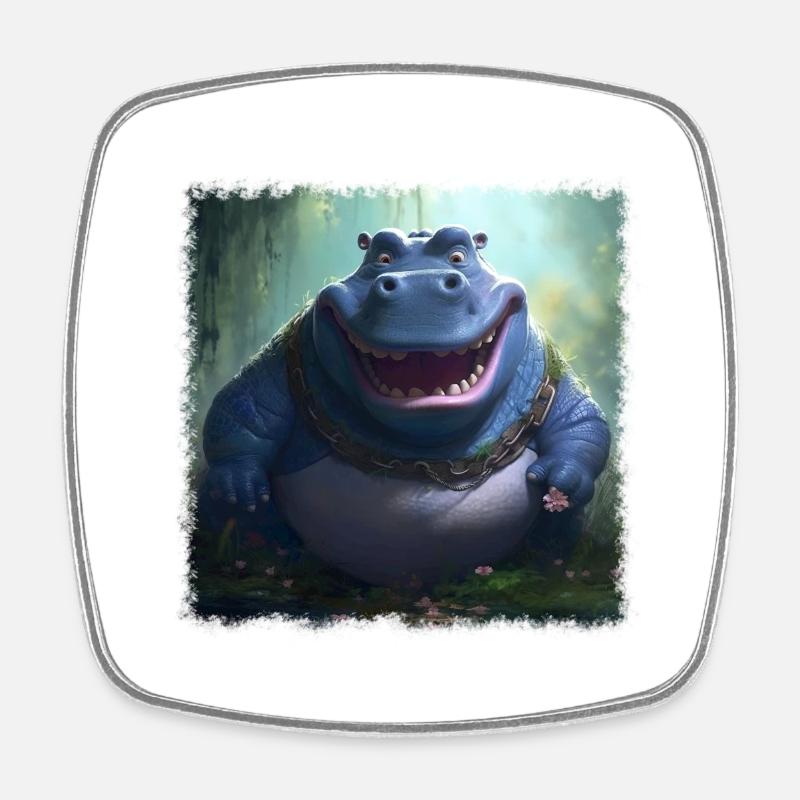 Cool Hippo - Square fridge magnet - white