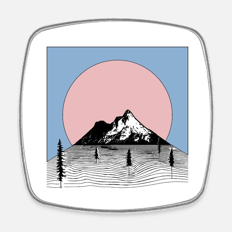 Mountain Aesthetic Aesthetics Graphic - Square fridge magnet - white