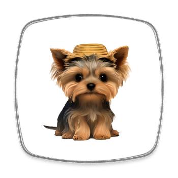 Dog Owner Yorkshire Terrier Puppy Dog - Square fridge magnet - white - Front