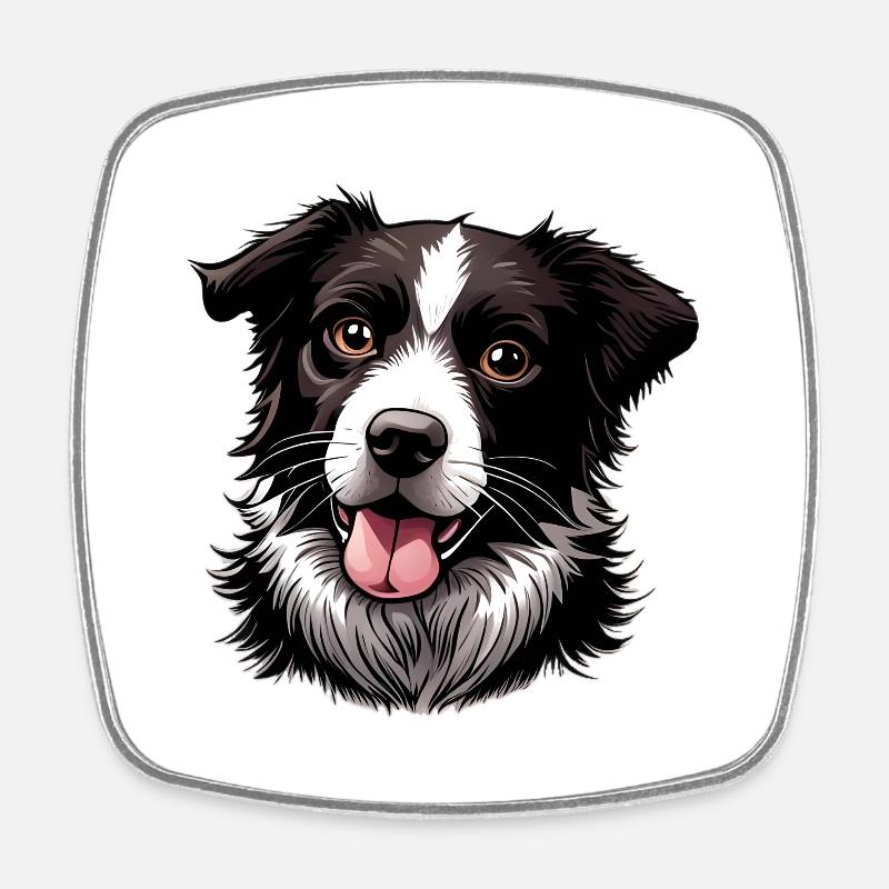 Border Collie - Magnet carré - blanc