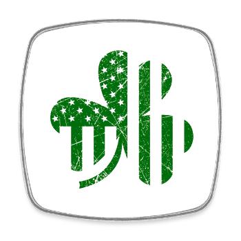 Trèfle drapeau américain - Magnet carré - blanc - Devant