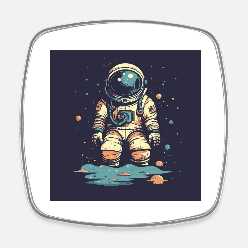 Retro Space Adventures - Square fridge magnet - white