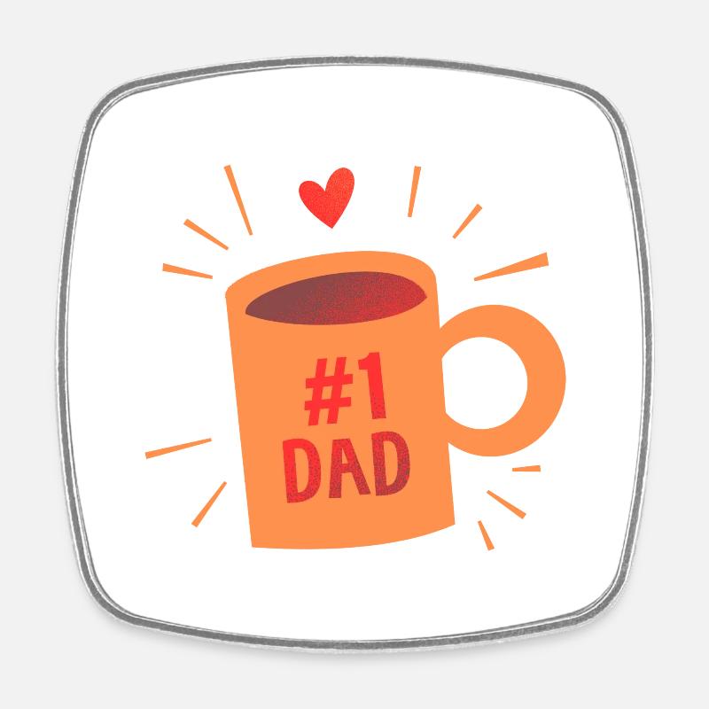 1 dad - Square fridge magnet - white