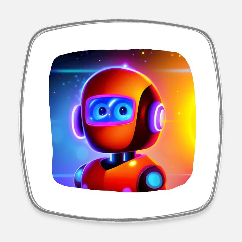 Copain robot amical dans l’espace - Magnet carré - blanc