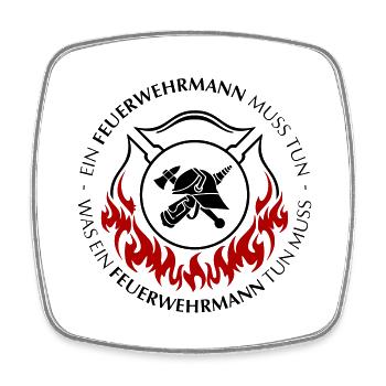 Ein Feuerwehrmann muss tun - Viereckiger Kühlschrankmagnet - Weiß - Vorne