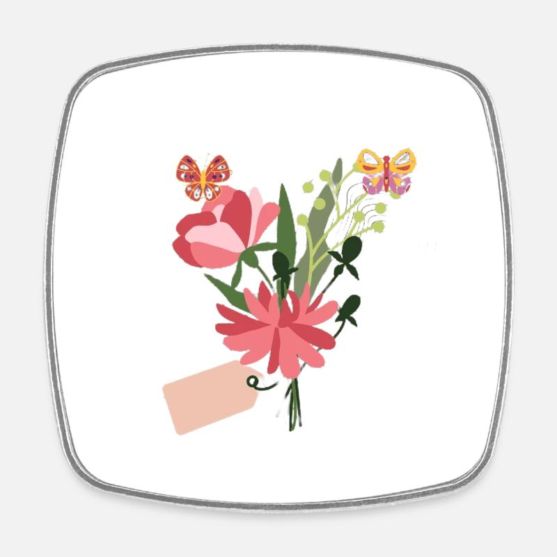 butterfly flowers - Square fridge magnet - white