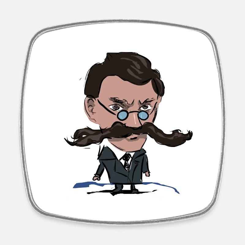 Nietzsche - Square fridge magnet - white