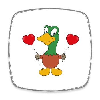 LUFTBALLONS - HERZEN - ENTE - TIERISCH - VERLIEBT - Viereckiger Kühlschrankmagnet - Weiß - Vorne