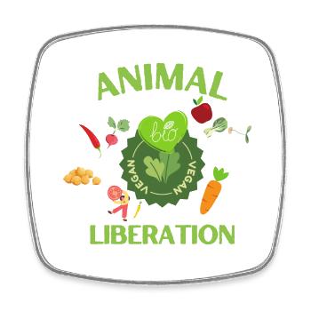 Animal Liberation, bio vegan - Viereckiger Kühlschrankmagnet - Weiß - Vorne