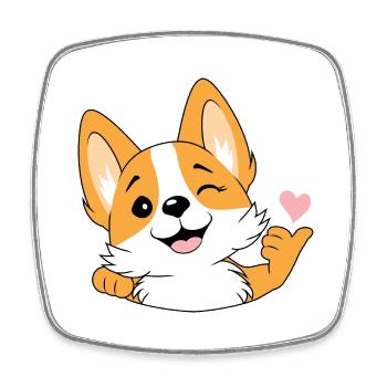 Bon clin d’œil corgi - Magnet carré - blanc - Devant