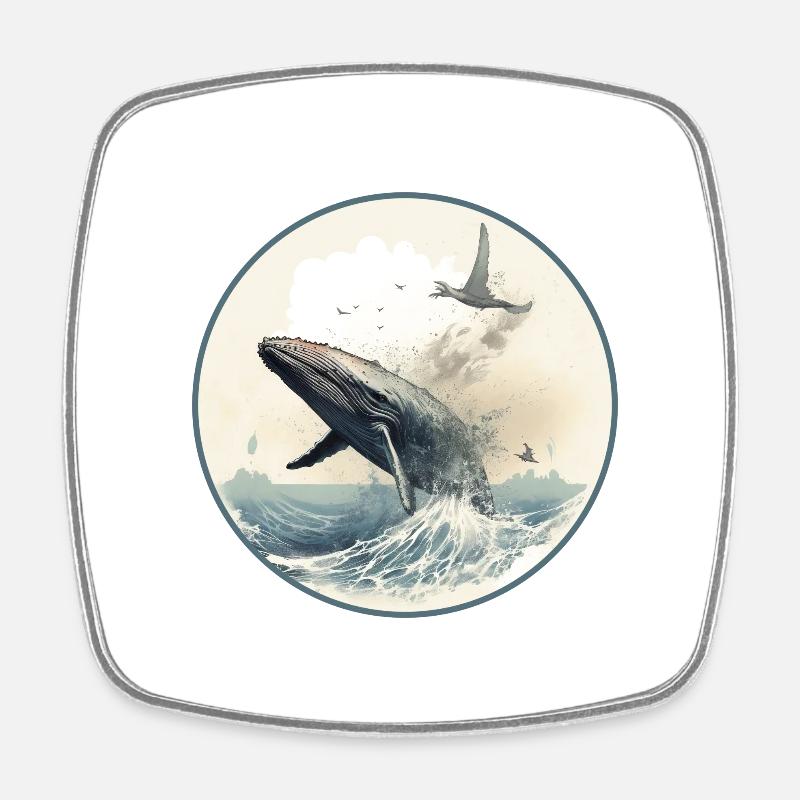 Baleine - Magnet carré - blanc
