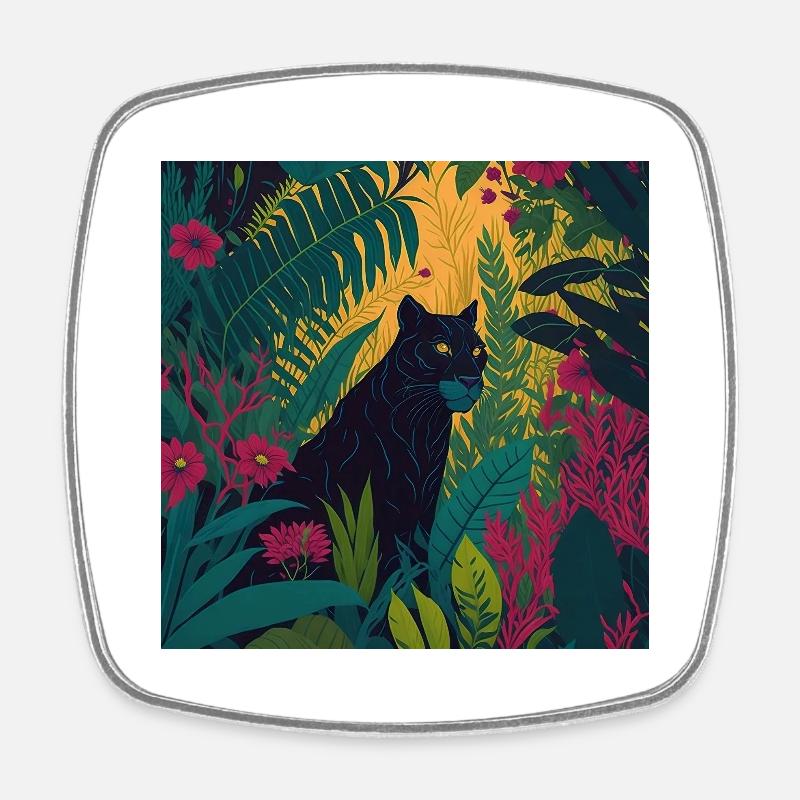 Black Panther Jungle - Square fridge magnet - white