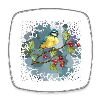 Bunter Vogel - Viereckiger Kühlschrankmagnet - Weiß - Vorne