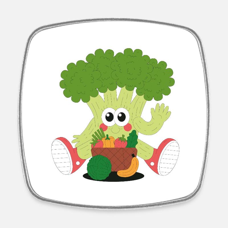 GLÜCKLICHER BRROCCOLI - Viereckiger Kühlschrankmagnet - Weiß