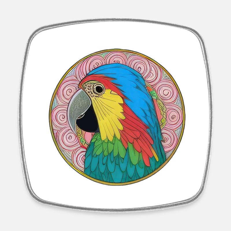 beautiful bright parrot | - Square fridge magnet - white