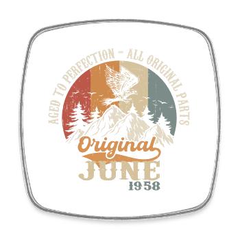 Juni 1958 Original - Aged To Perfection 1958 Juni - Viereckiger Kühlschrankmagnet - Weiß - Vorne