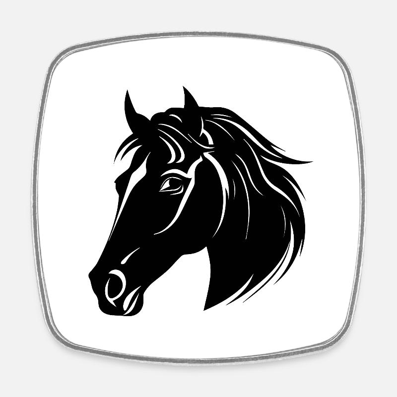 Pferd Pferdekopf Pony - Viereckiger Kühlschrankmagnet - Weiß