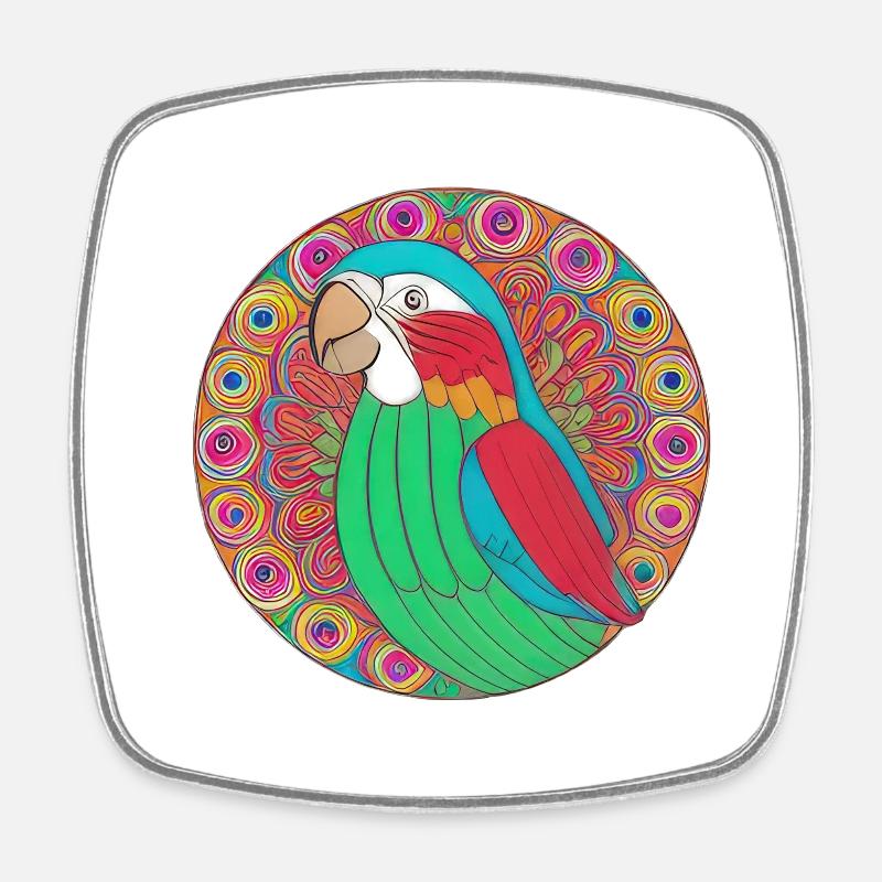 beautiful bright parrot | - Square fridge magnet - white