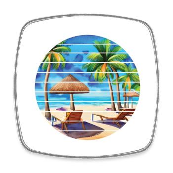 Summer Holiday Palm Island Sun Beach Palm Trees - Square fridge magnet - white - Front