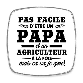 Papa et un agriculteur - Magnet carré - blanc - Devant