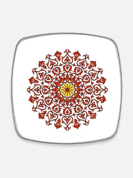 Exklusives Mandala-Design - Viereckiger Kühlschrankmagnet - Weiß