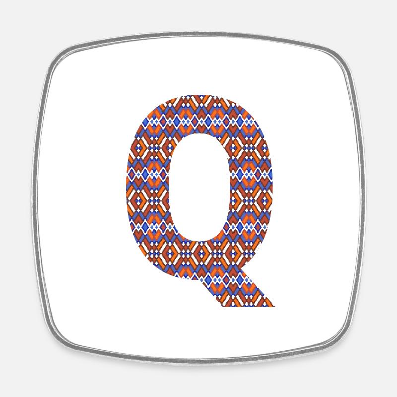 Monogram Letter Q- geometric pattern - Square fridge magnet - white