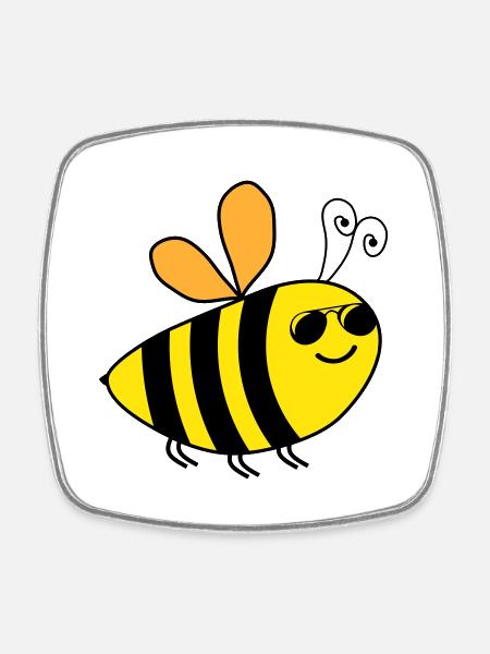 Abeille - Magnet carré - blanc
