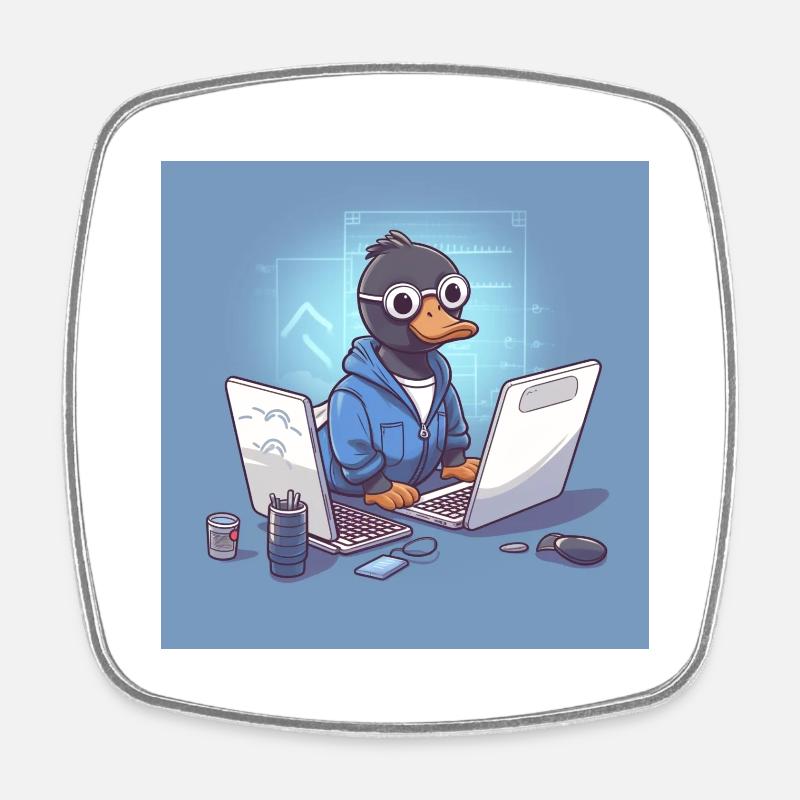 A sweet Ganz works as a software developer - Square fridge magnet - white