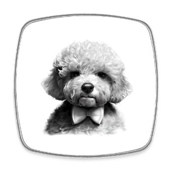 Hundehalter Pudel Hundewelpe mit Fliege Pudelwelpe - Viereckiger Kühlschrankmagnet - Weiß - Vorne