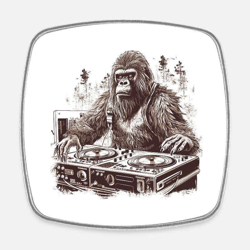 Bigfoot dj - Square fridge magnet - white